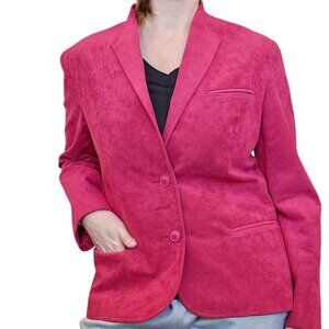 Vintage Womens Size 10 Red‎ Faux Suede Blazer 3 Button USA Wilsons Business